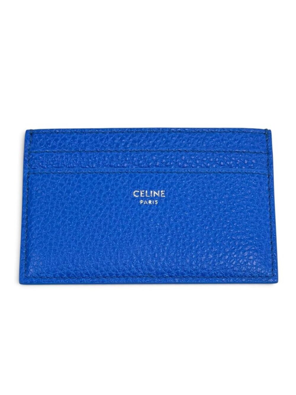 Celine Logo Leather Card Case Blue